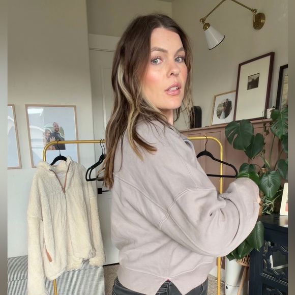 Abercrombie Taupe Half-Zip Sweatshirt - Picture 3 of 3